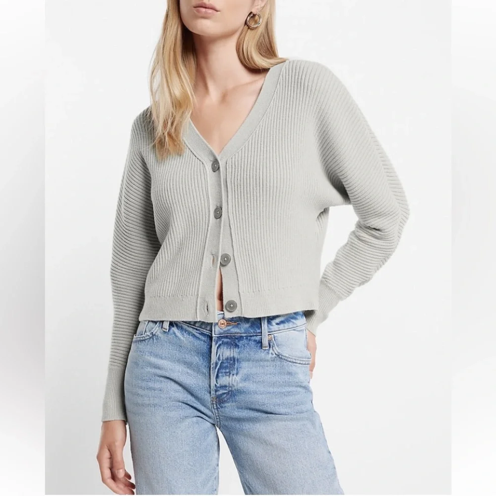 Express V-neck Dolman Sleeve Cardigan in Silver Heather Gray Size Small